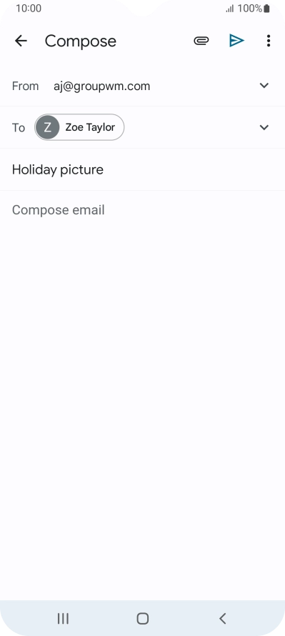Press the text input field and write the text for your email message.