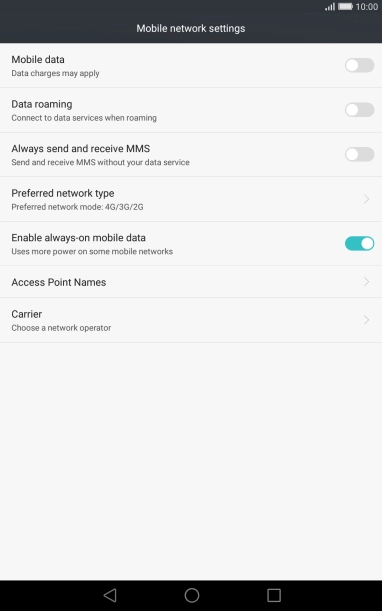 Press Preferred network type.