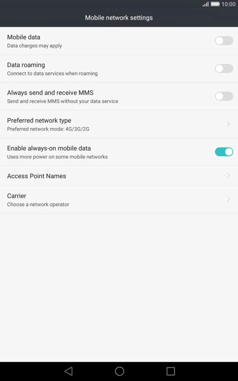 Press Preferred network type.