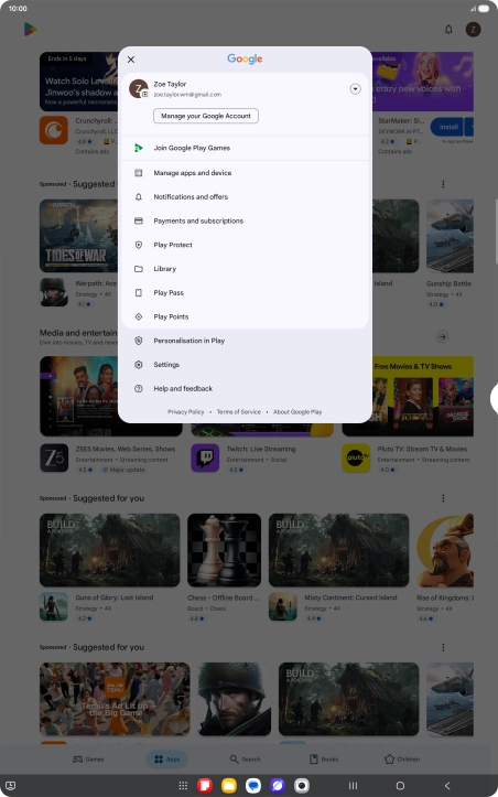 Press Manage apps and device. Press Manage apps and device.