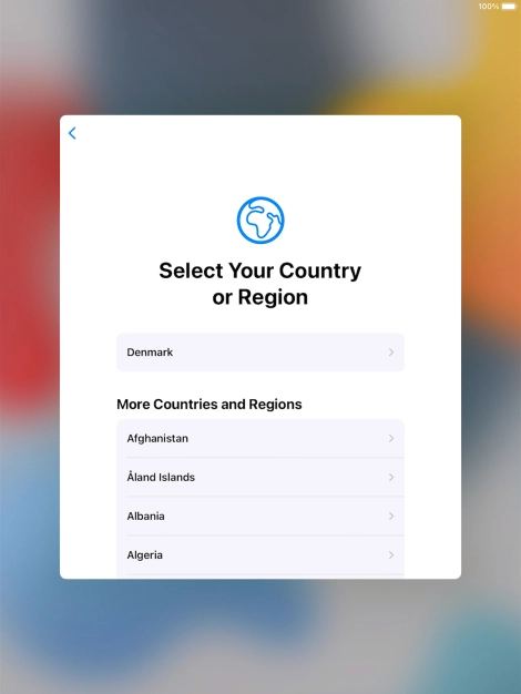 Press the required country or area.
