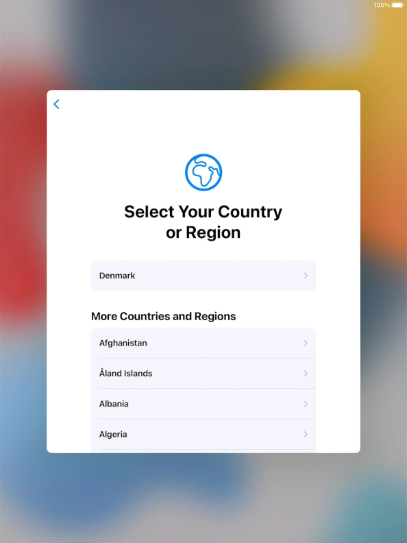 Press the required country or area.