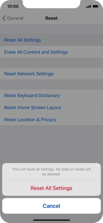 Press Reset All Settings. Press Reset All Settings.