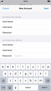 Press Password and key in the password for your email account. Please note that if you're using Vodafone's outgoing server, leave the password field empty.