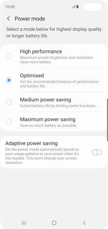 Press the required setting to turn on the function.