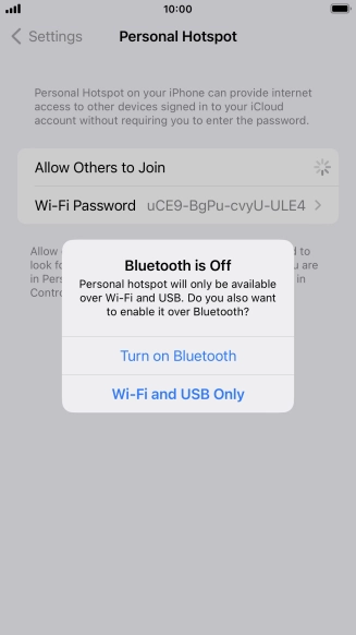 If Wi-Fi is turned on, press Wi-Fi and USB Only.