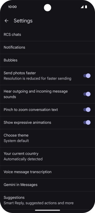 Press Gemini in Messages.