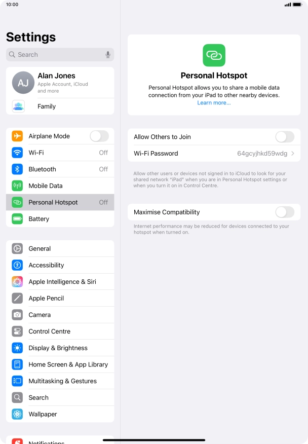 Press Wi-Fi Password and key in the required password. Press Wi-Fi Password and key in the required password.