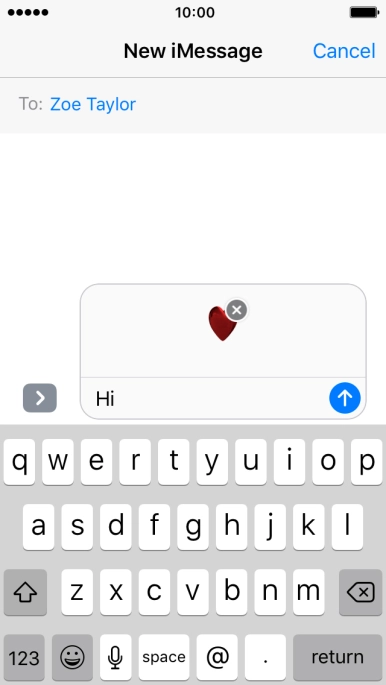 Press the send icon when you've finished your iMessage.