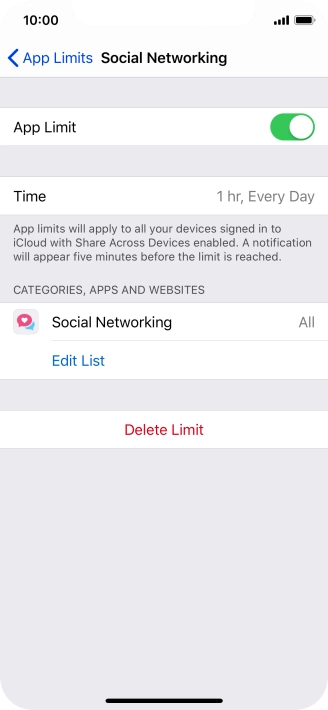 Press Delete Limit.