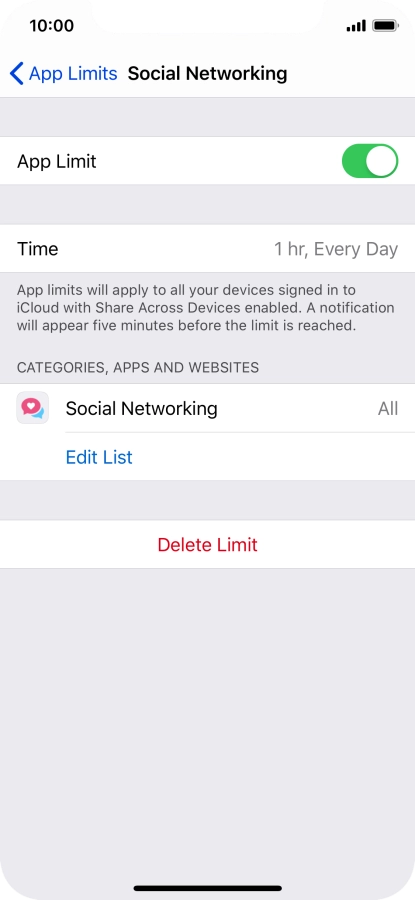 Press Delete Limit.