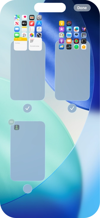 Press the delete icon next to the required home screen page. Press the delete icon next to the required home screen page.