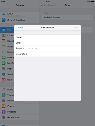 Press Password and key in the password for your email account.