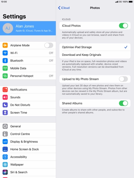 Press the indicator next to 