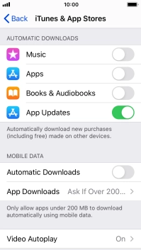 Press the indicators next to the required content types to turn the function on or off.