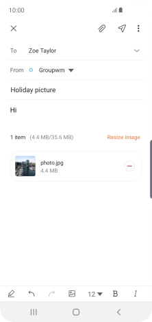 Press the send icon when you've finished your email message.