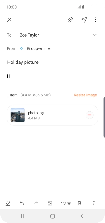 Press the send icon when you've finished your email message.