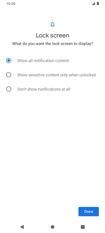 Press the required setting.