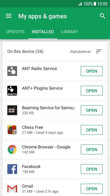 Press the required app.