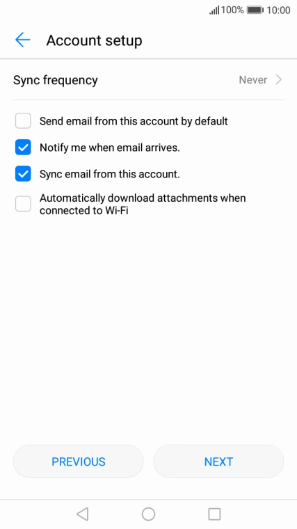 Press Notify me when email arrives to turn the function on or off.