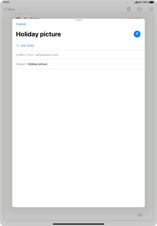 Press the text input field and write the text for your email message. Press the text input field and write the text for your email message.