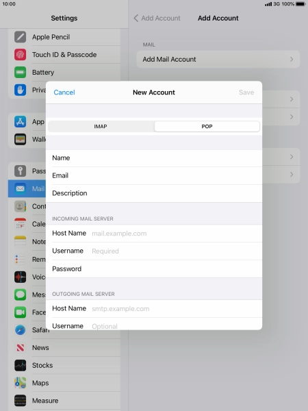 Press Host Name and key in the name of your email provider's incoming server.