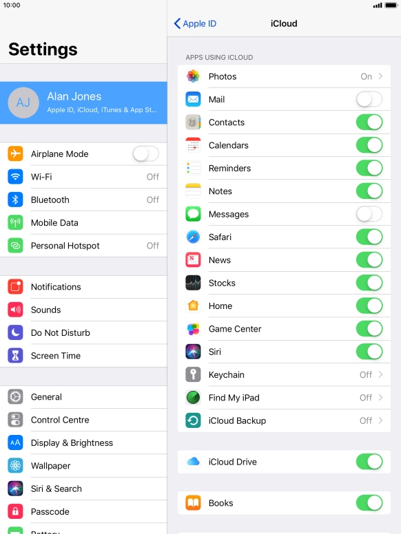 Press iCloud Backup.