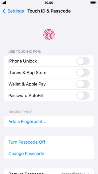 Press Turn Passcode Off and key in the phone lock code.