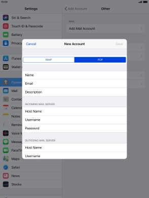 Press Host Name and key in the name of your email provider's incoming server. Press Host Name and key in the name of your email provider's incoming server.