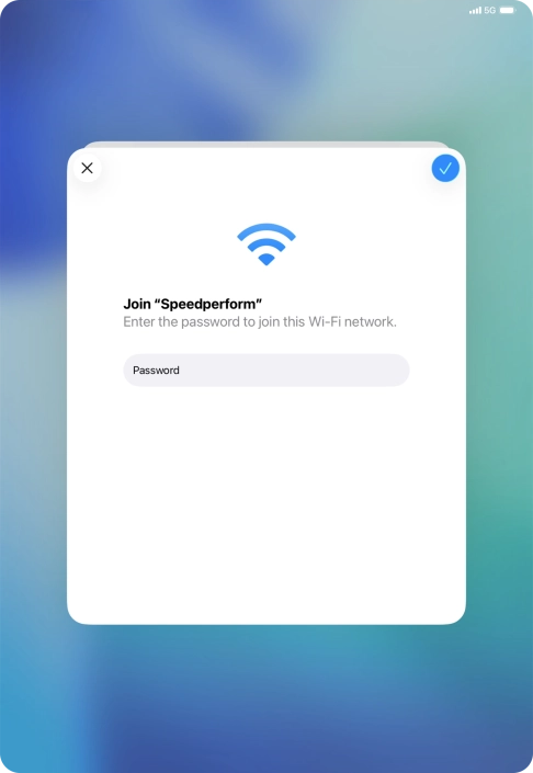 Key in the password for the Wi-Fi network and press the confirm icon. Key in the password for the Wi-Fi network and press the confirm icon.