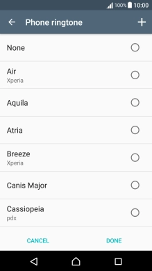 Press the add ring tone icon and go to the required ring tone.