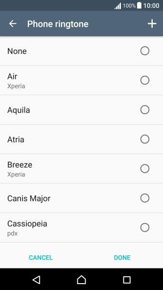 Press the add ring tone icon and go to the required ring tone.
