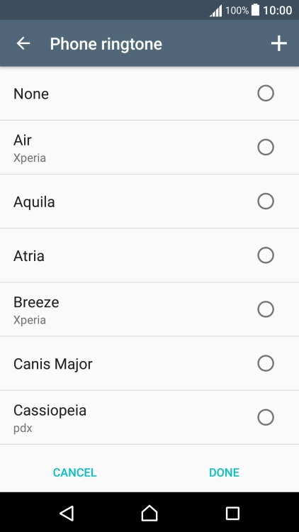 Press the add ring tone icon and go to the required ring tone.