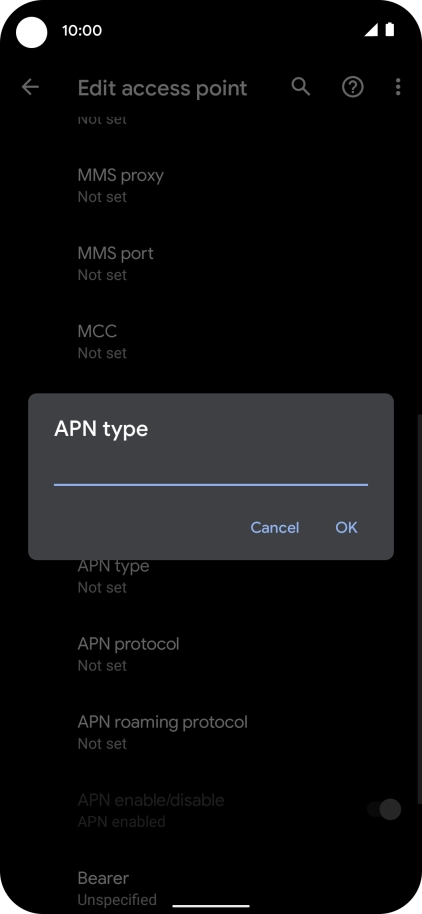 Key in default and press OK. Key in default and press OK.