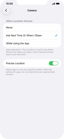 Press the required setting to turn the function on or off.