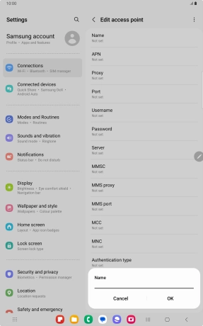 Key in Vodafone Internet and press OK.