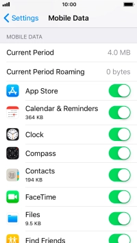 Press the indicator next to the required application to turn the function on or off. Press the indicator next to the required application to turn the function on or off.