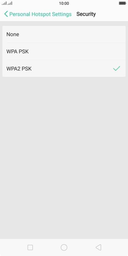 Press WPA2 PSK to password protect your Wi-Fi hotspot. Press WPA2 PSK to password protect your Wi-Fi hotspot.
