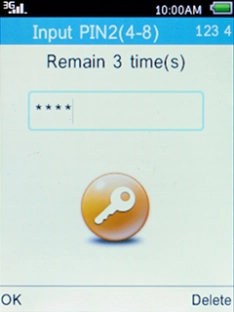 Key in your PIN2 and press the Left selection key. Key in your PIN2 and press the Left selection key.