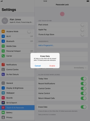 If you turn on the function, press Enable. If you turn on the function, press Enable.