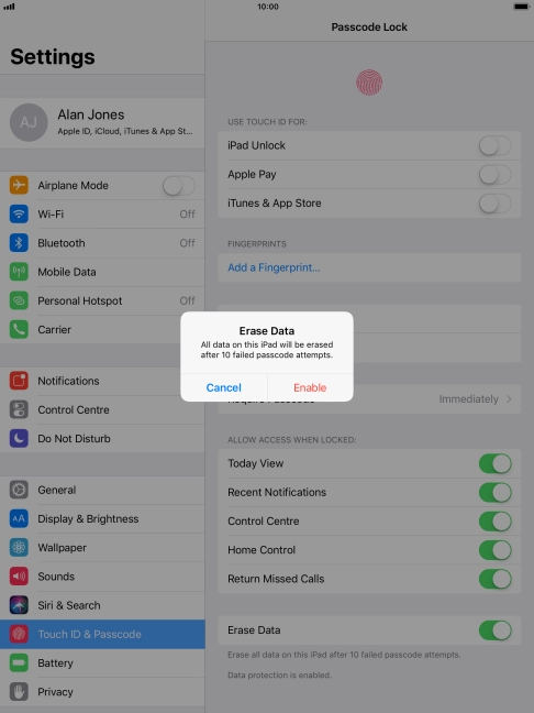 If you turn on the function, press Enable. If you turn on the function, press Enable.