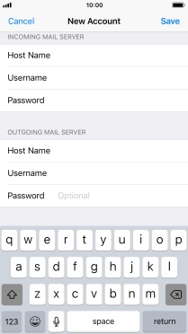 Press Password and key in the password for your email account. Please note that if you're using Vodafone's outgoing server, leave the password field empty.