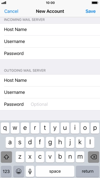 Press Password and key in the password for your email account. Please note that if you're using Vodafone's outgoing server, leave the password field empty.