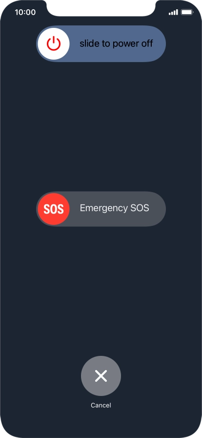 Press and drag the power off icon right. Press and drag the power off icon right.