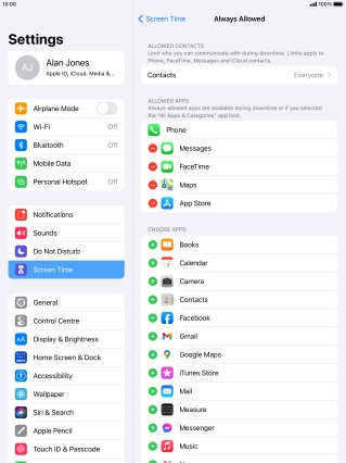 Press the remove icon next to the required app to remove it from the list of allowed apps during Downtime. Press the remove icon next to the required app to remove it from the list of allowed apps during Downtime.