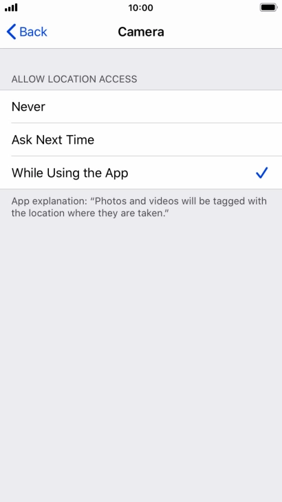 Press the required setting to turn the function on or off.