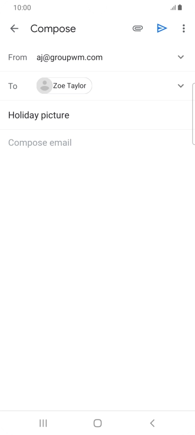 Press the text input field and write the text for your email message. Press the text input field and write the text for your email message.
