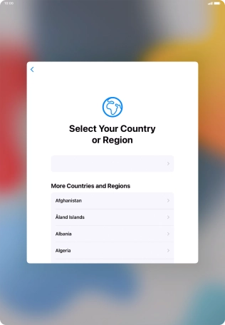 Press the required country or area. Press the required country or area.