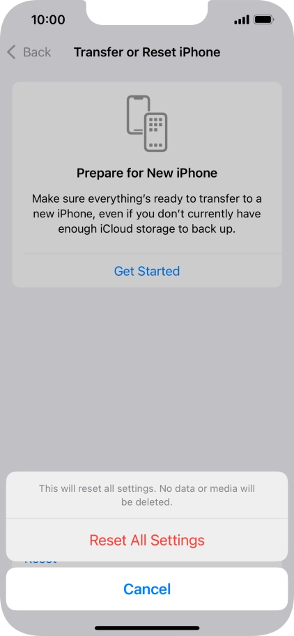 Press Reset All Settings.