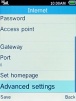 Select Advanced settings and press the Navigation key.